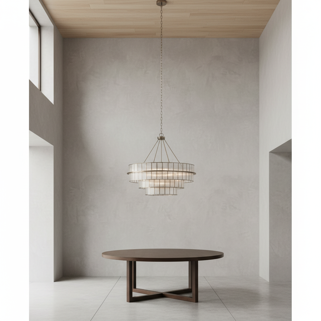 Riviko Veridian Rattan 6-Light Chandelier - Background Shot