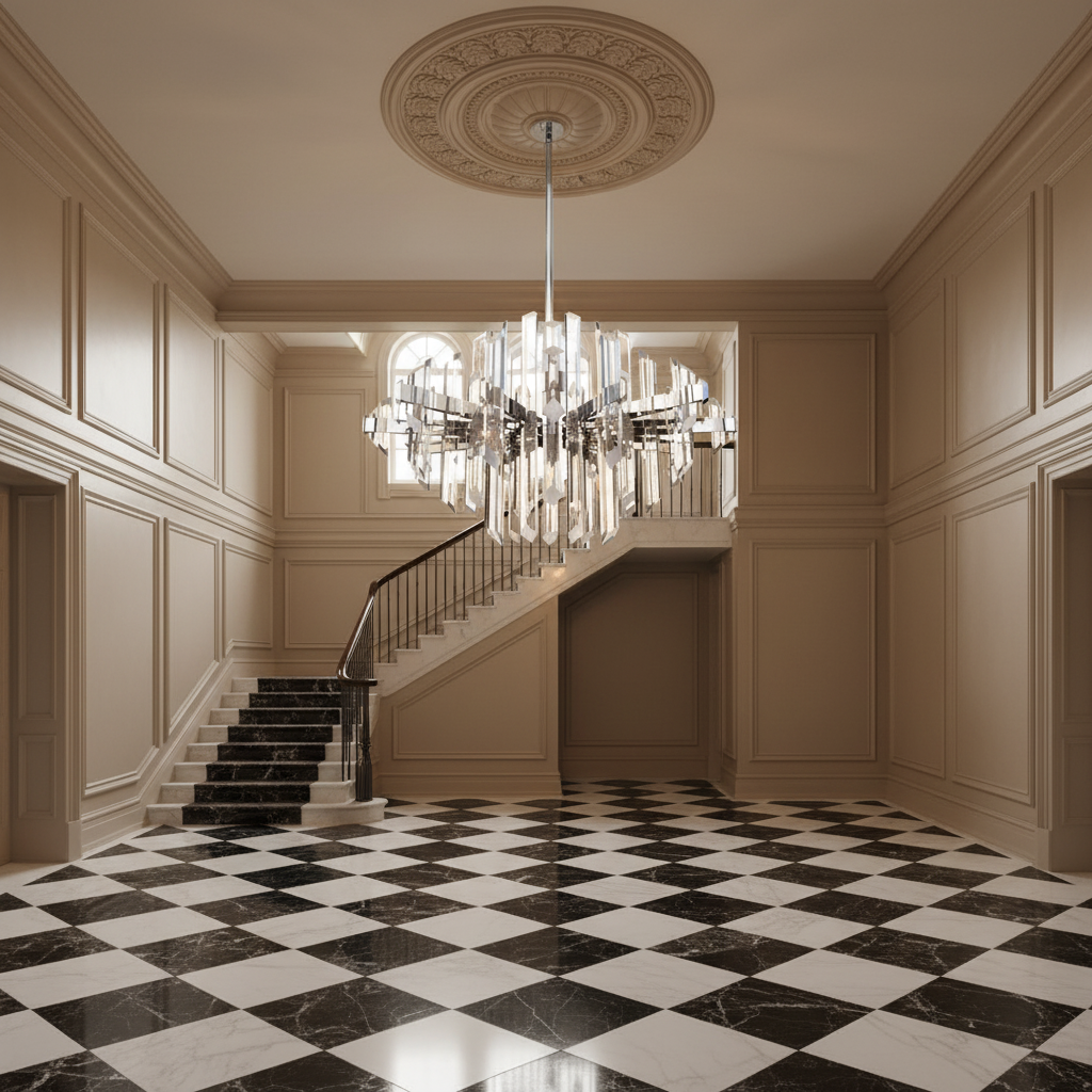 Riviko Prism Radiance 1-Light LED Chandelier - grand American estate foyer