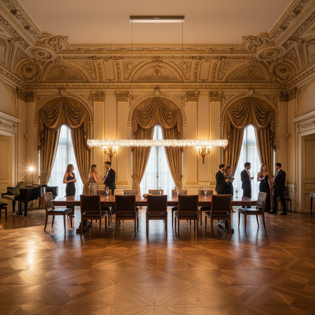 Riviko Radiant Linear Natural Crystal Chandelier - American ballroom or formal entertaining space