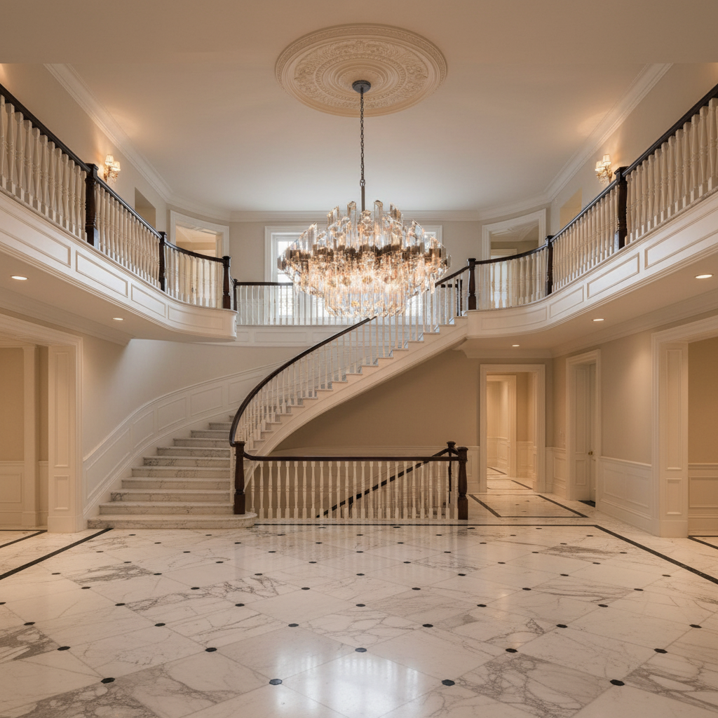 Riviko Facets 1-Light Kitchen Island LED Chandelier - grand American estate foyer
