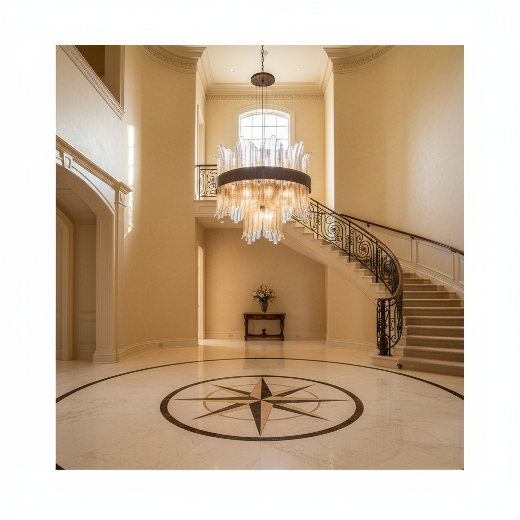 Riviko Grand Mariner 24-Light Chandelier - grand American foyer with two-story ceiling
