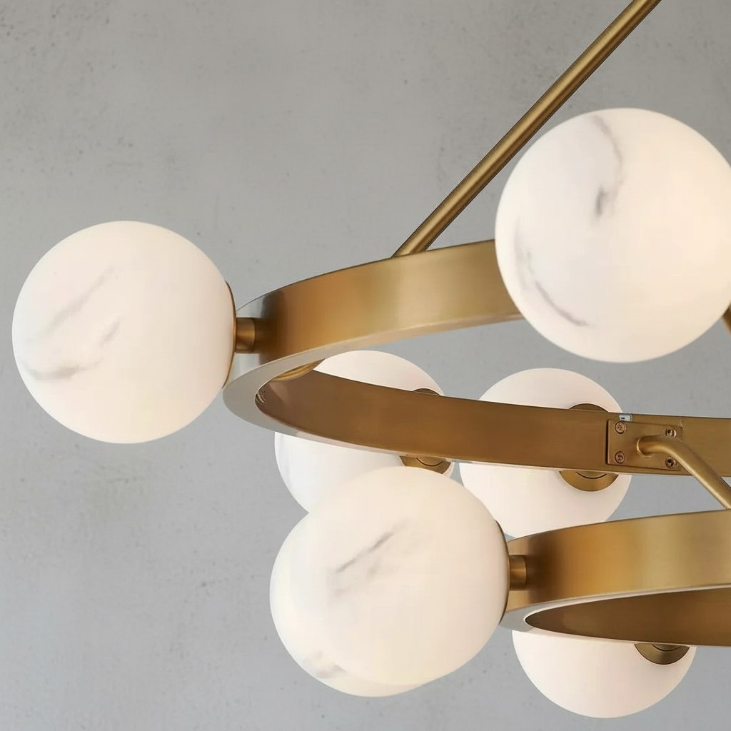 Riviko Veridian Bloom Alabaster 2-Tier Chandelier - Background Shot