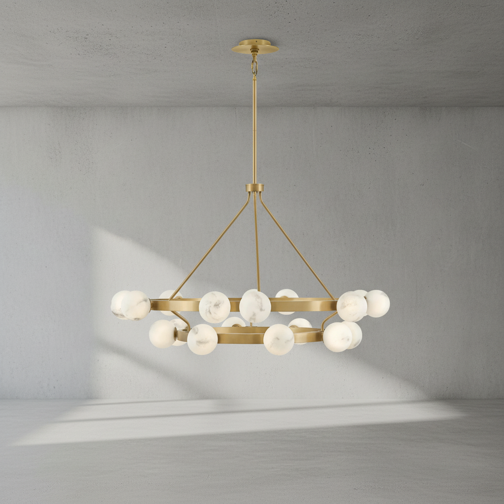 Riviko Veridian Bloom Alabaster 2-Tier Chandelier - Background Shot