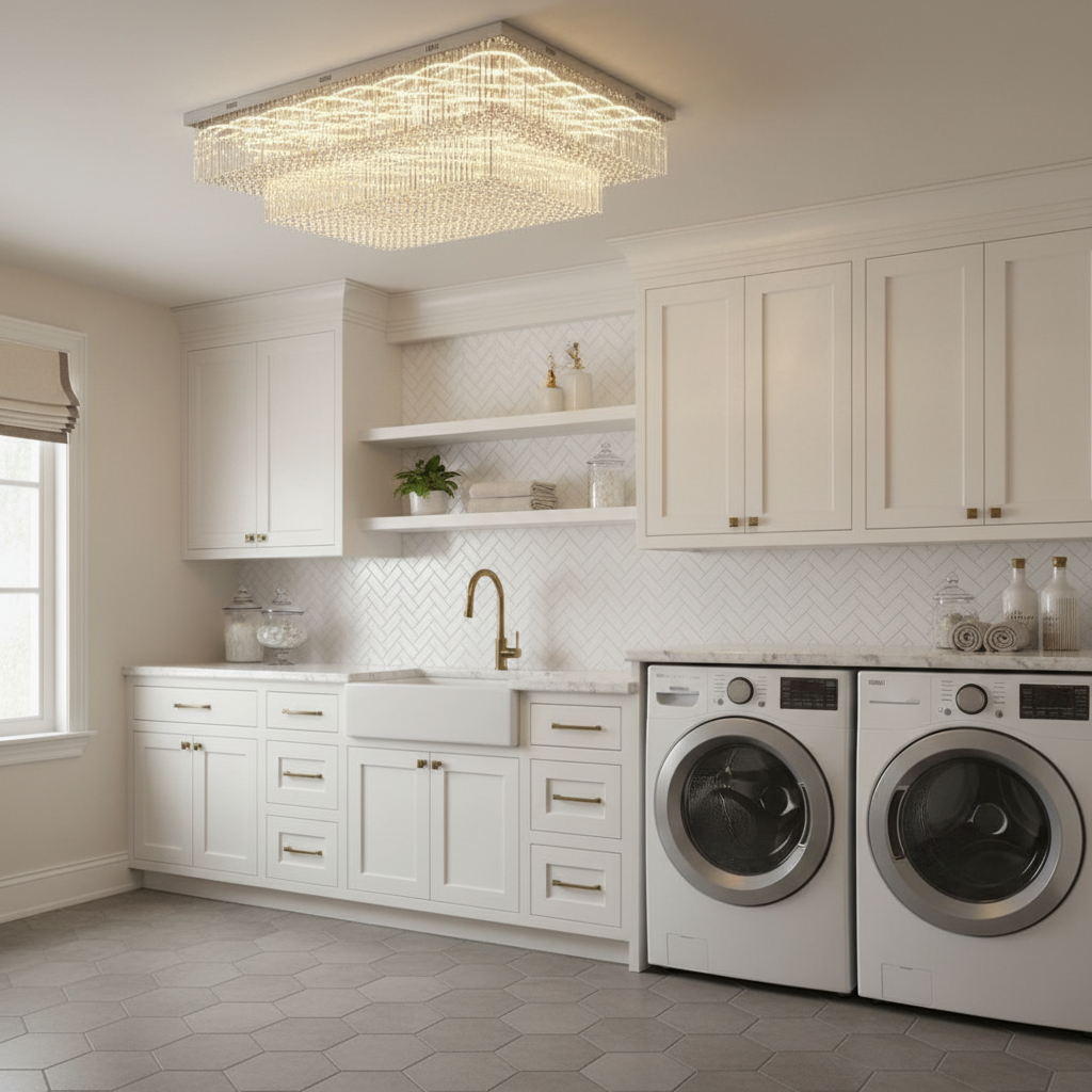 Riviko Radiant Tiered Flush Mount Chandelier - elegant American laundry room