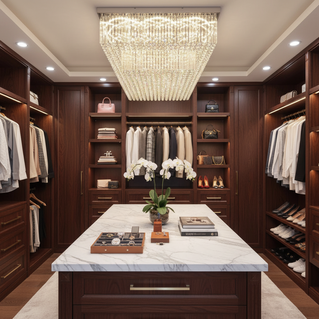 Riviko Radiant Tiered Flush Mount Chandelier - luxury American walk-in closet