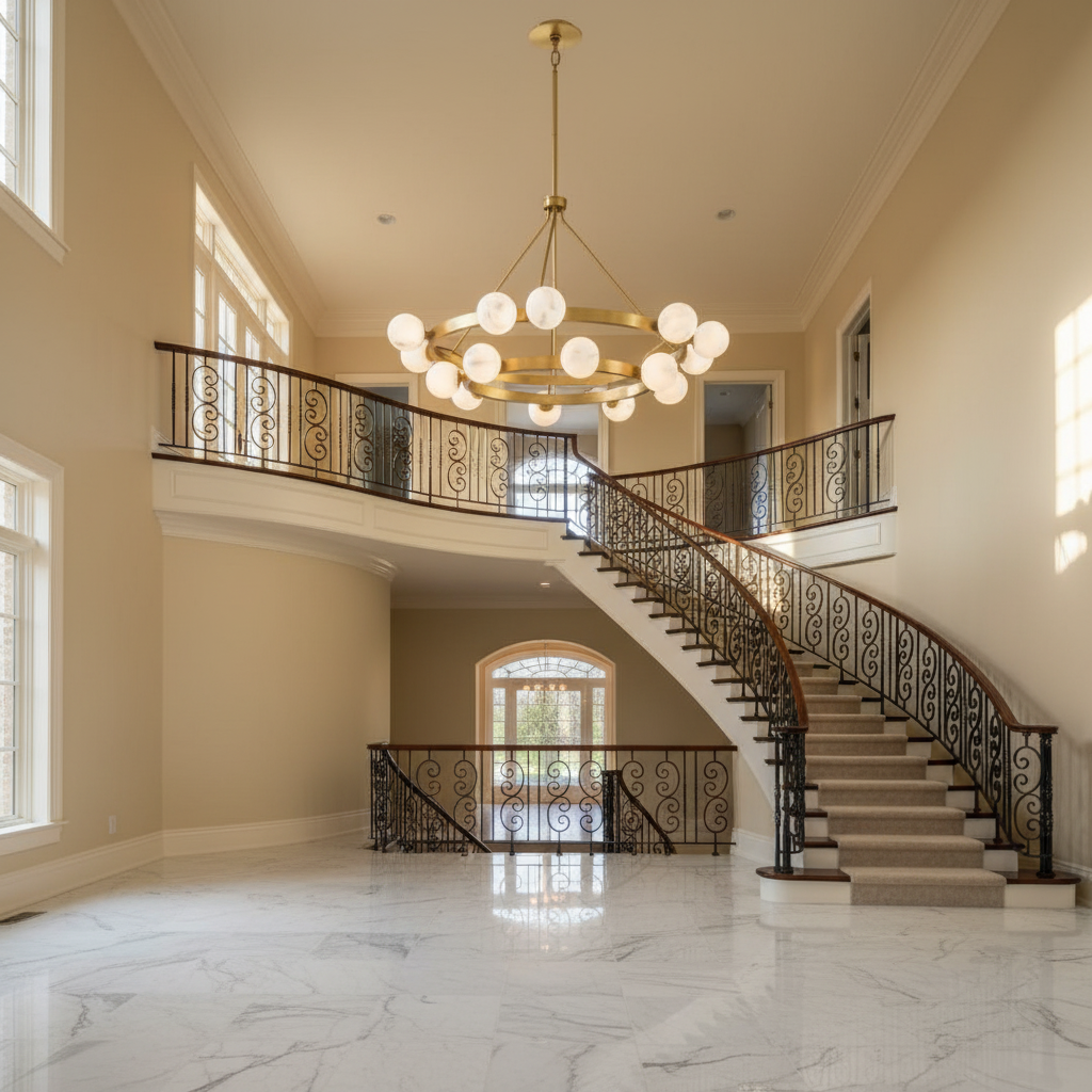 Riviko Veridian Bloom Alabaster 2-Tier Chandelier - grand American foyer with soaring ceiling
