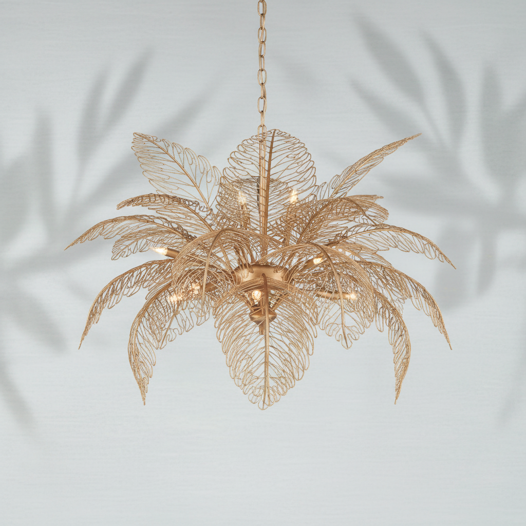 Riviko Veridian Bloom Brass Chandelier - Background Shot