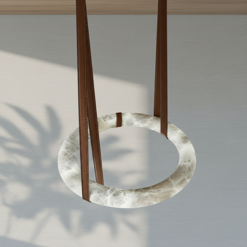 Riviko Alabaster Aura Round Pendant Chandelier - Background Shot