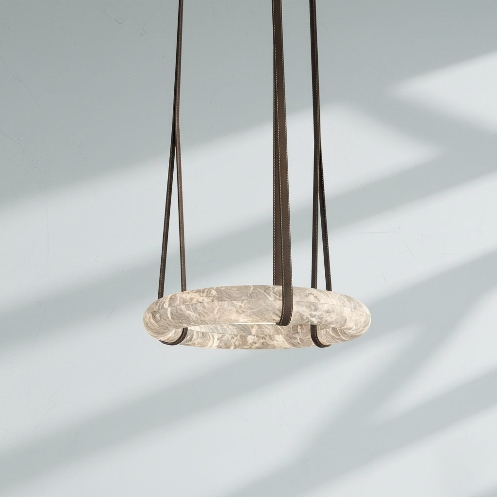 Riviko Alabaster Aura Round Pendant Chandelier - Background Shot