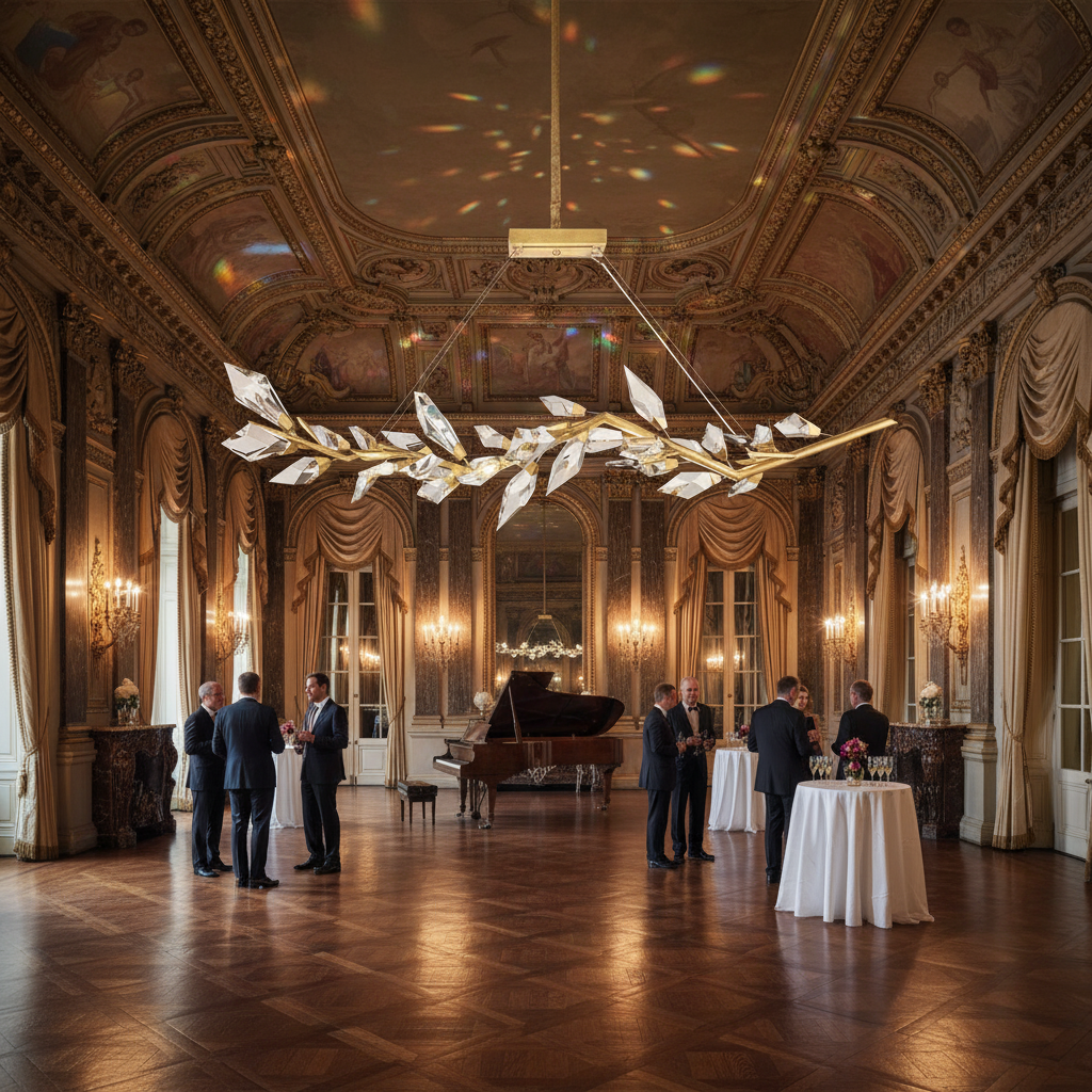 Riviko Foret Grand Linear Crystal Chandelier - American ballroom or formal entertaining space