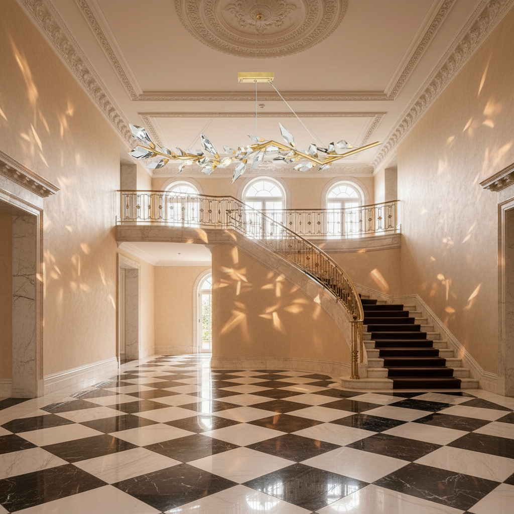 Riviko Addison 63.5“ Linear Crystal Chandelier - grand American estate foyer