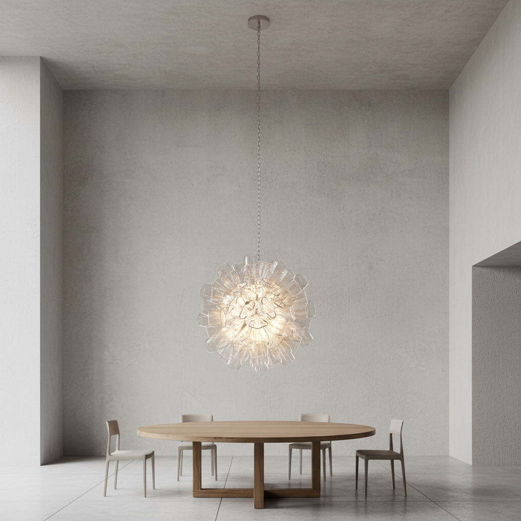 Riviko Bloom Petal Glass Foyer Chandelier - Background Shot