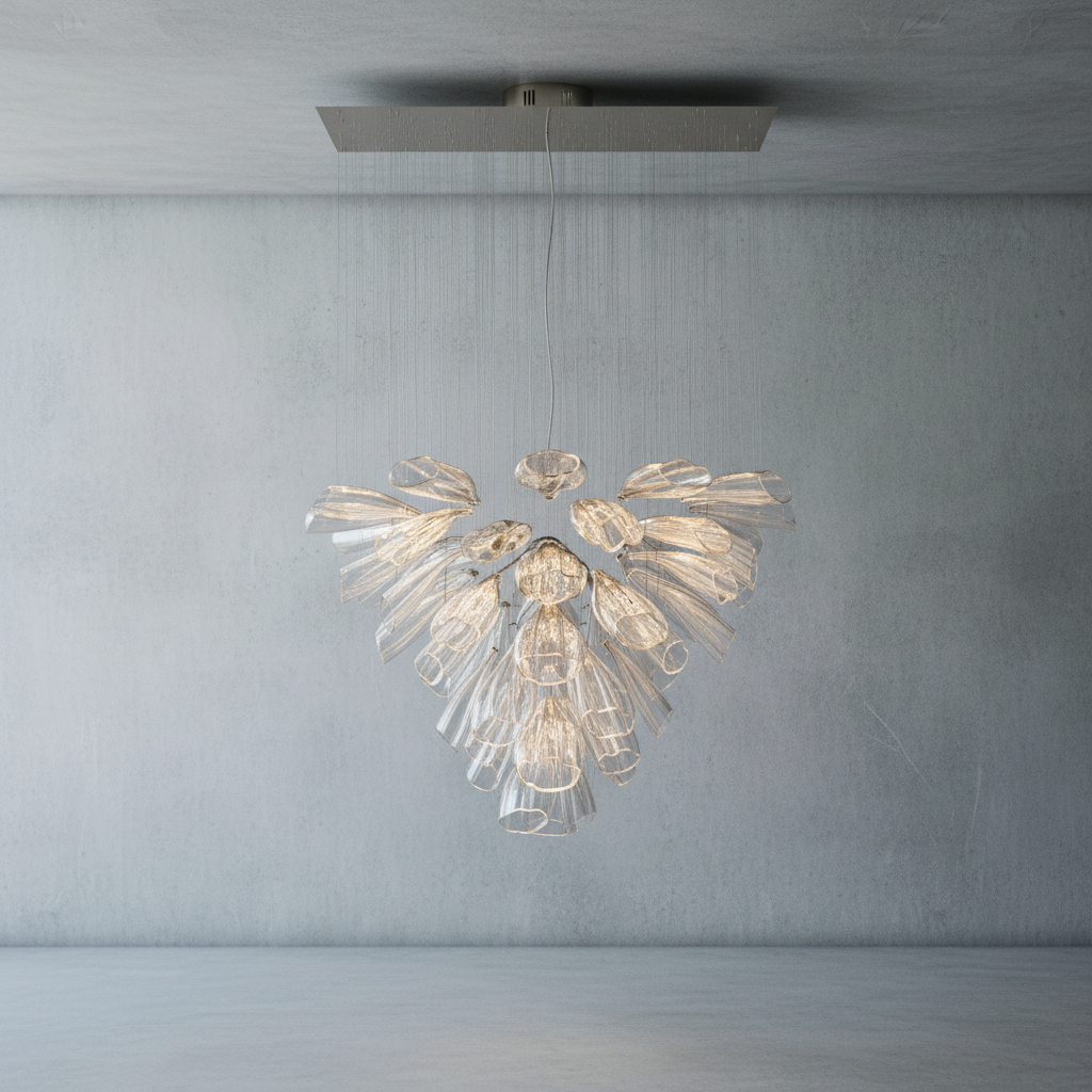 Riviko Bloom Petal Glass Foyer Chandelier - Background Shot