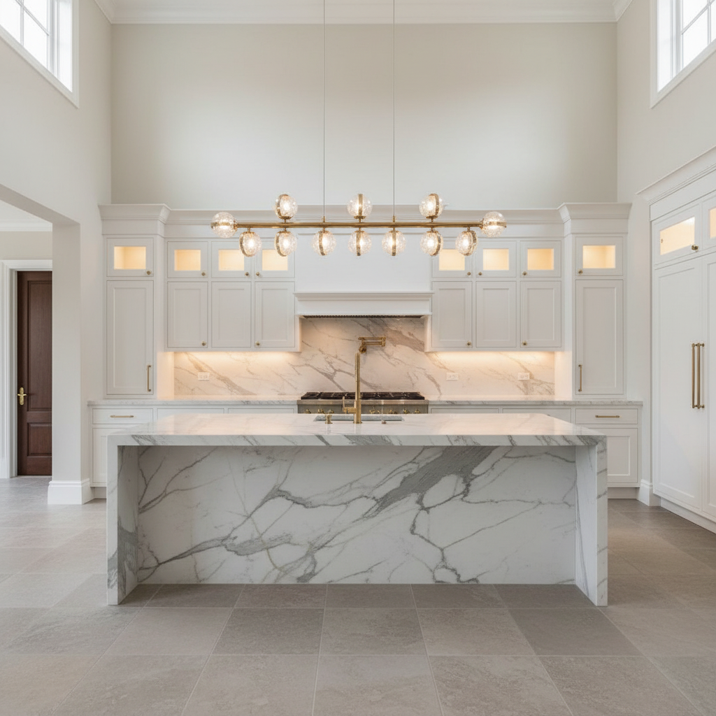Riviko Grand Luster 8-Light Long Chandelier - upscale American kitchen