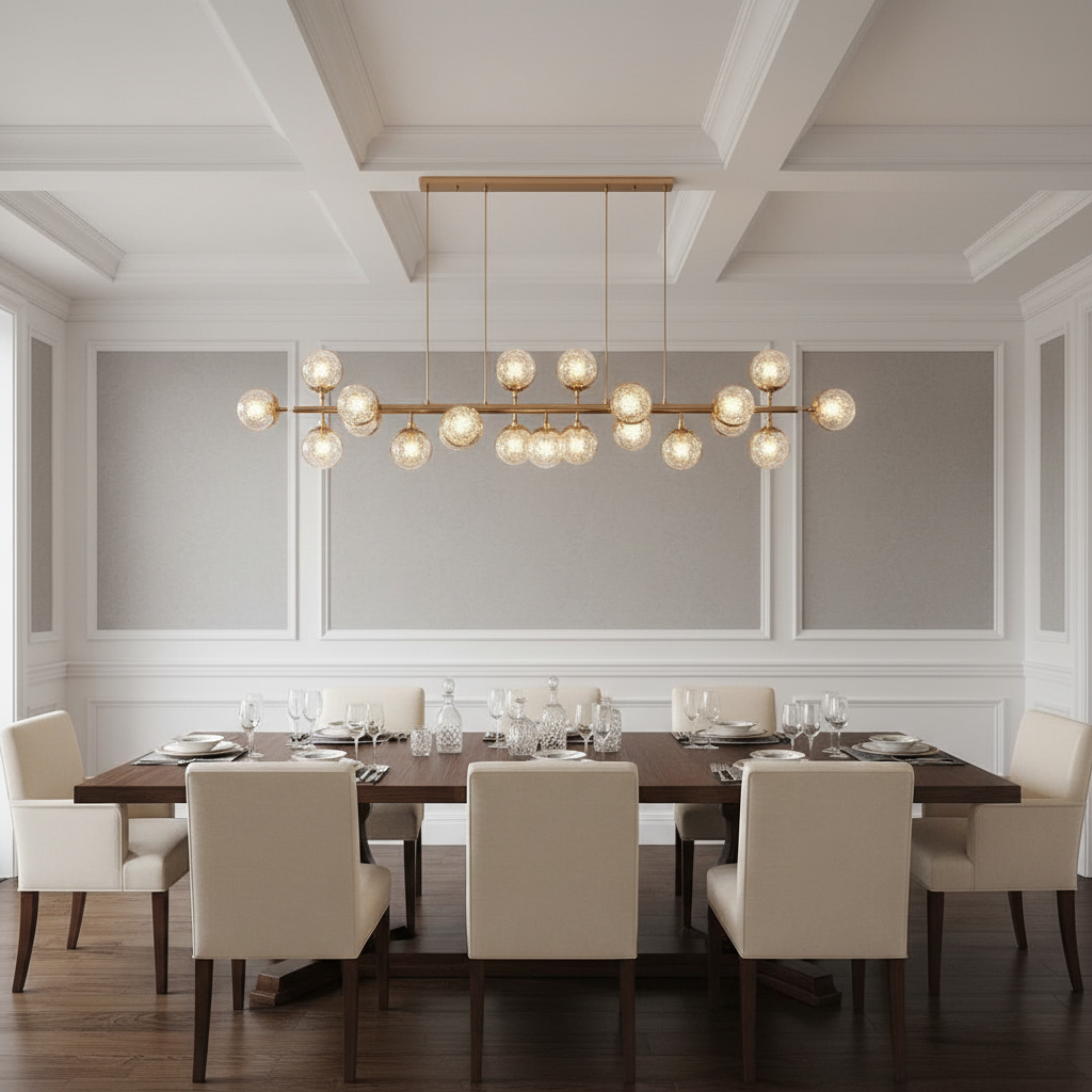 Riviko Grand Luster 8-Light Long Chandelier - formal American dining room