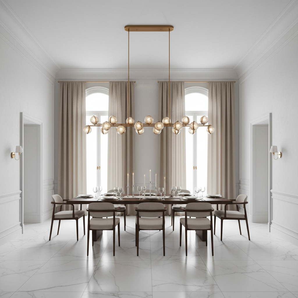 Riviko Modern Luxury Long Chandelier for Loft and Villa Spaces - Studio Shot