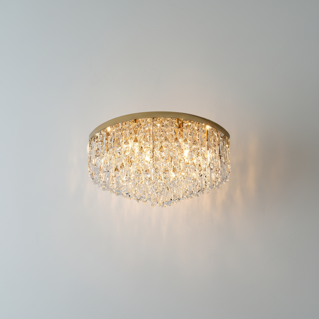 Riviko Grand Radiance Round Flush Mount Chandelier - Background Shot