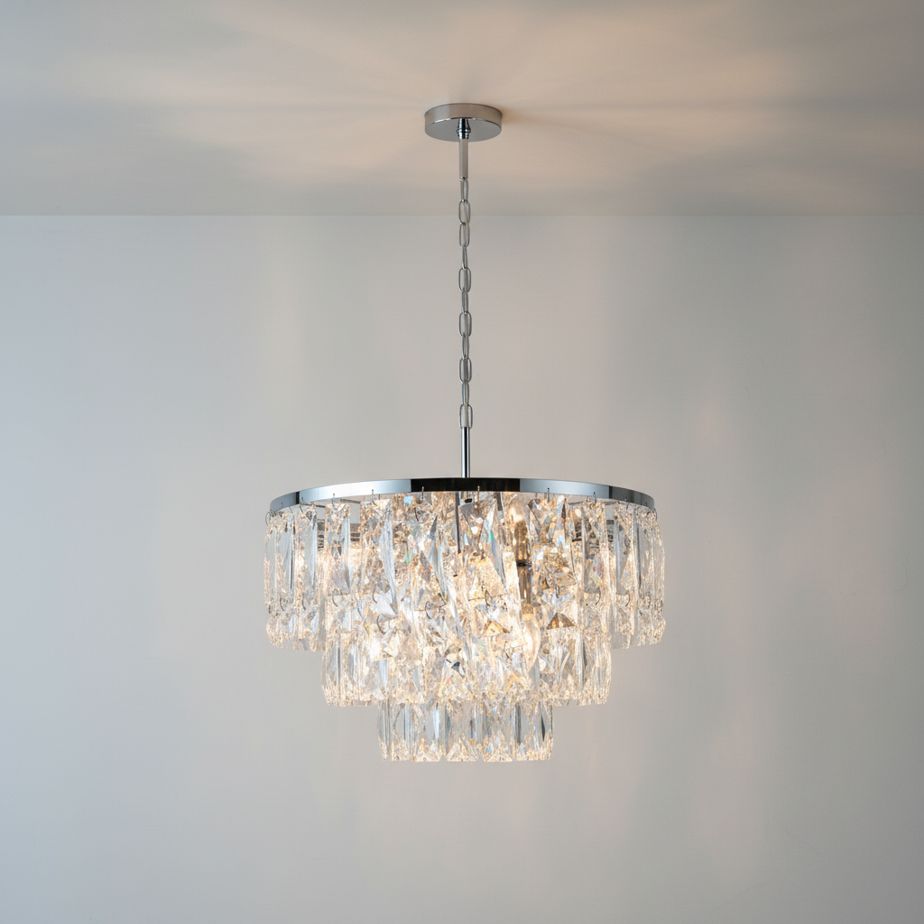 Riviko Grand Radiance Round Flush Mount Chandelier - Background Shot