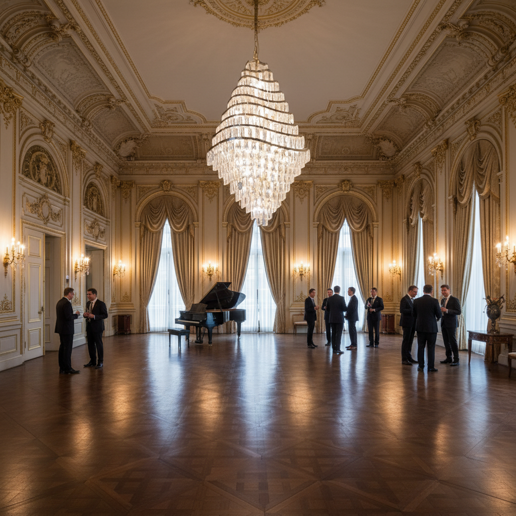 Riviko Opulent Wave Tiered Crystal Chandelier - American ballroom or formal entertaining space