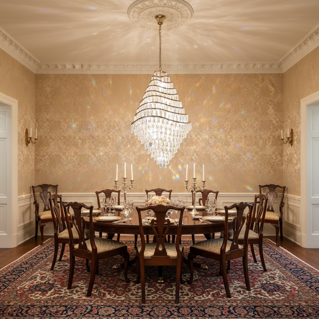 Riviko Opulent Wave Tiered Crystal Chandelier - formal American dining room