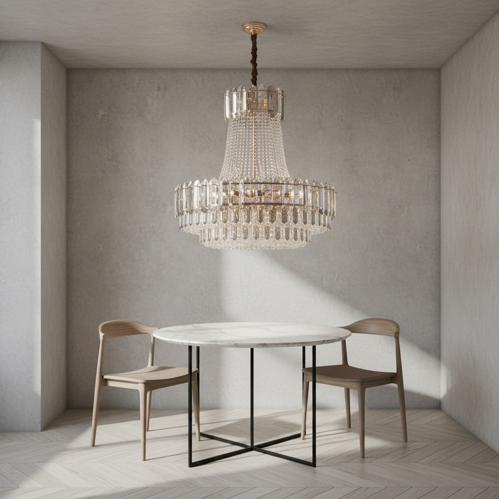 Riviko Radiant Aura Crystal Chandelier - Background Shot