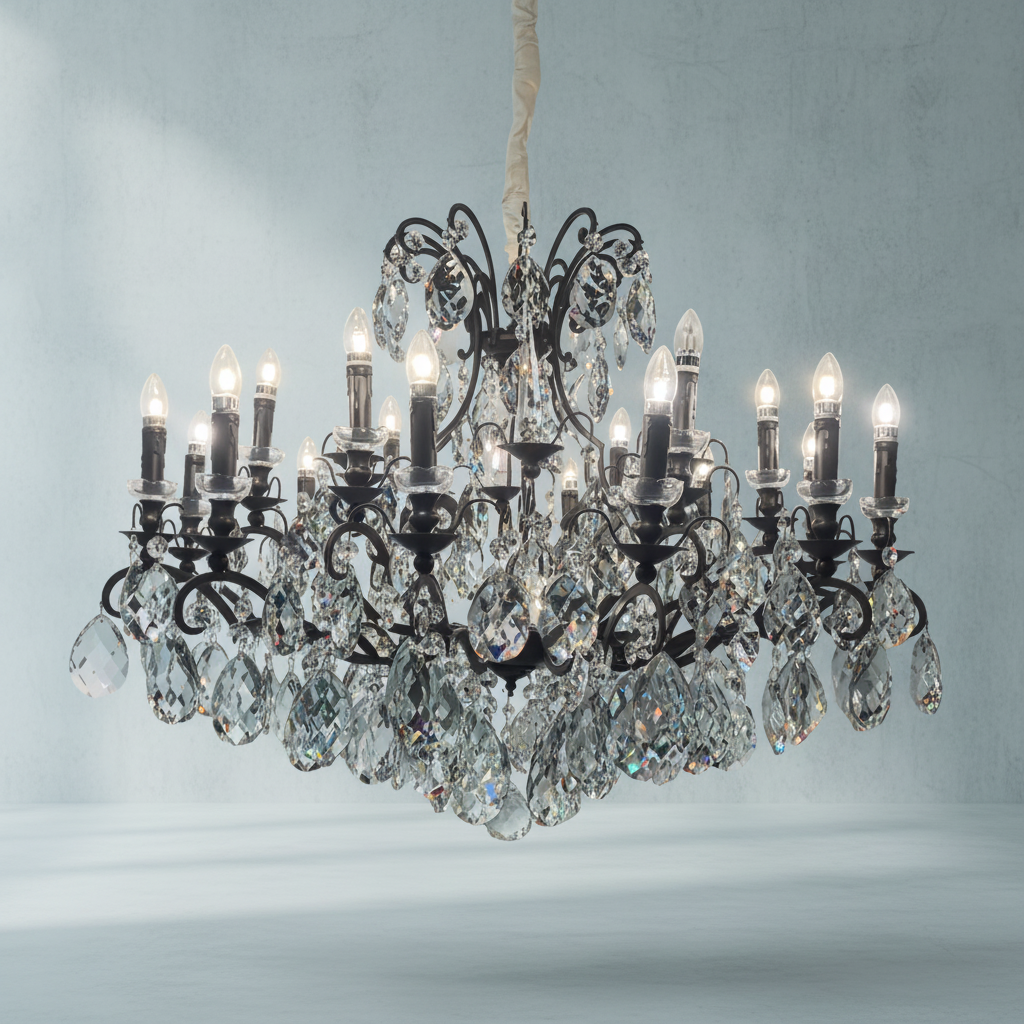 Riviko Obsidian Bloom Round Chandelier - Background Shot