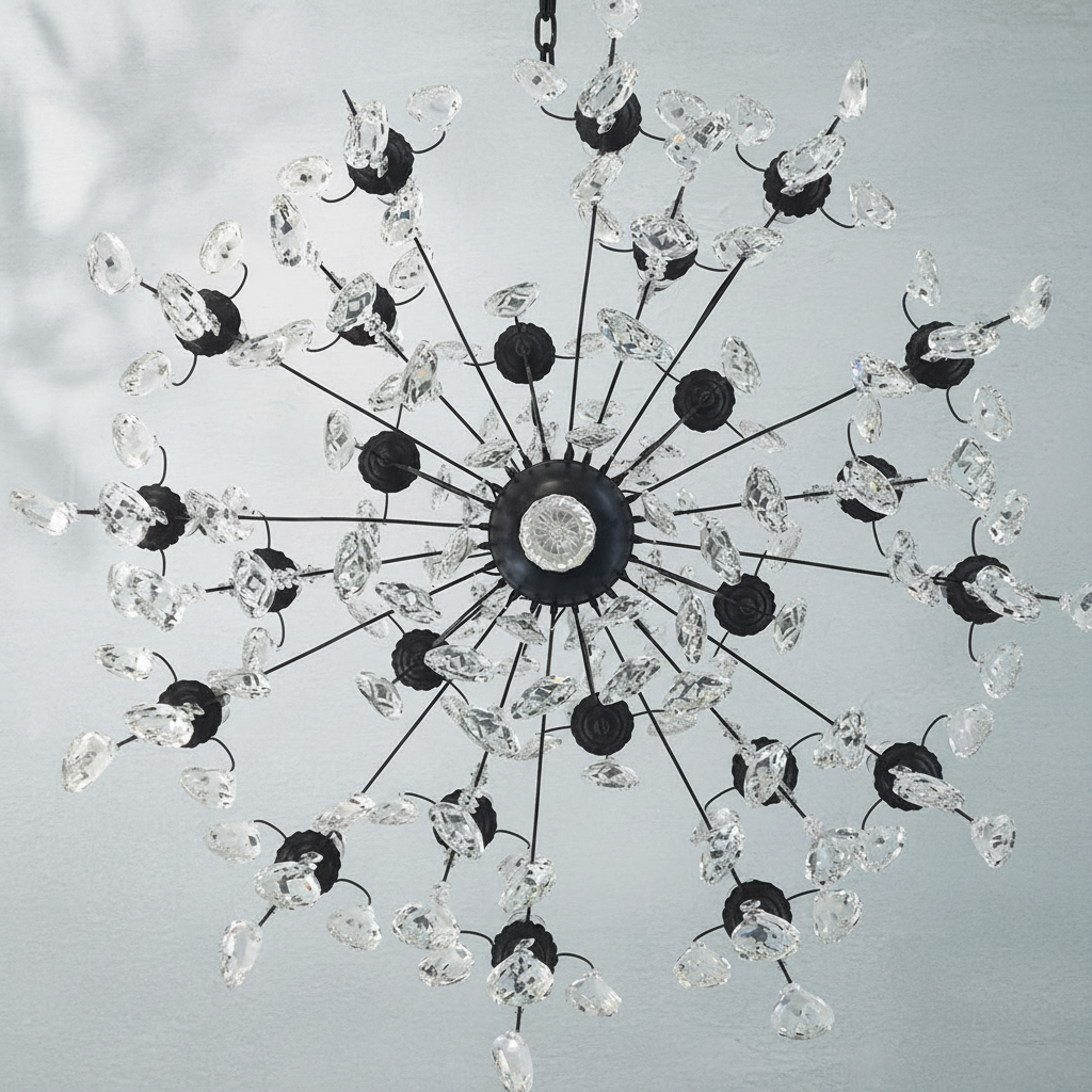 Riviko Obsidian Bloom Round Chandelier - Background Shot