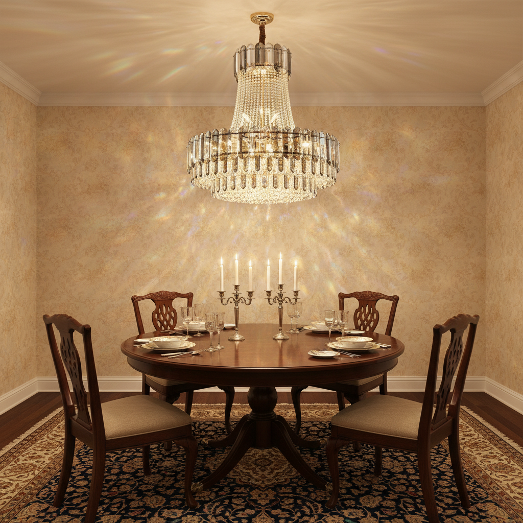 Riviko Radiant Aura Crystal Chandelier - formal American dining room