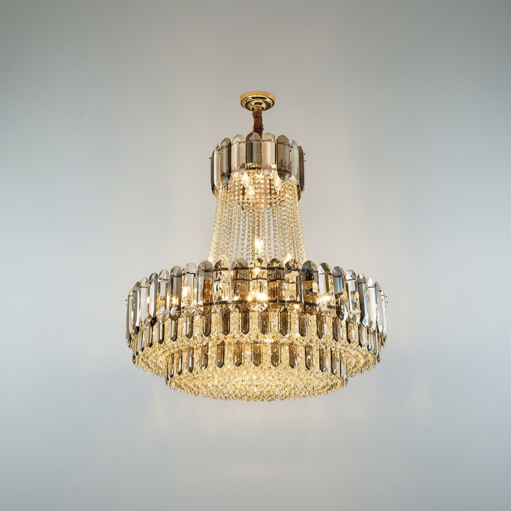 Riviko High-grade Crystal Chandelier For Living Room Luxury Duplex Hallway Ceiling Light Fixture - Studio Shot