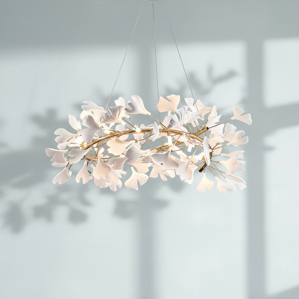 Riviko Ceramic Ginkgo Round ChandelierD - Studio Shot