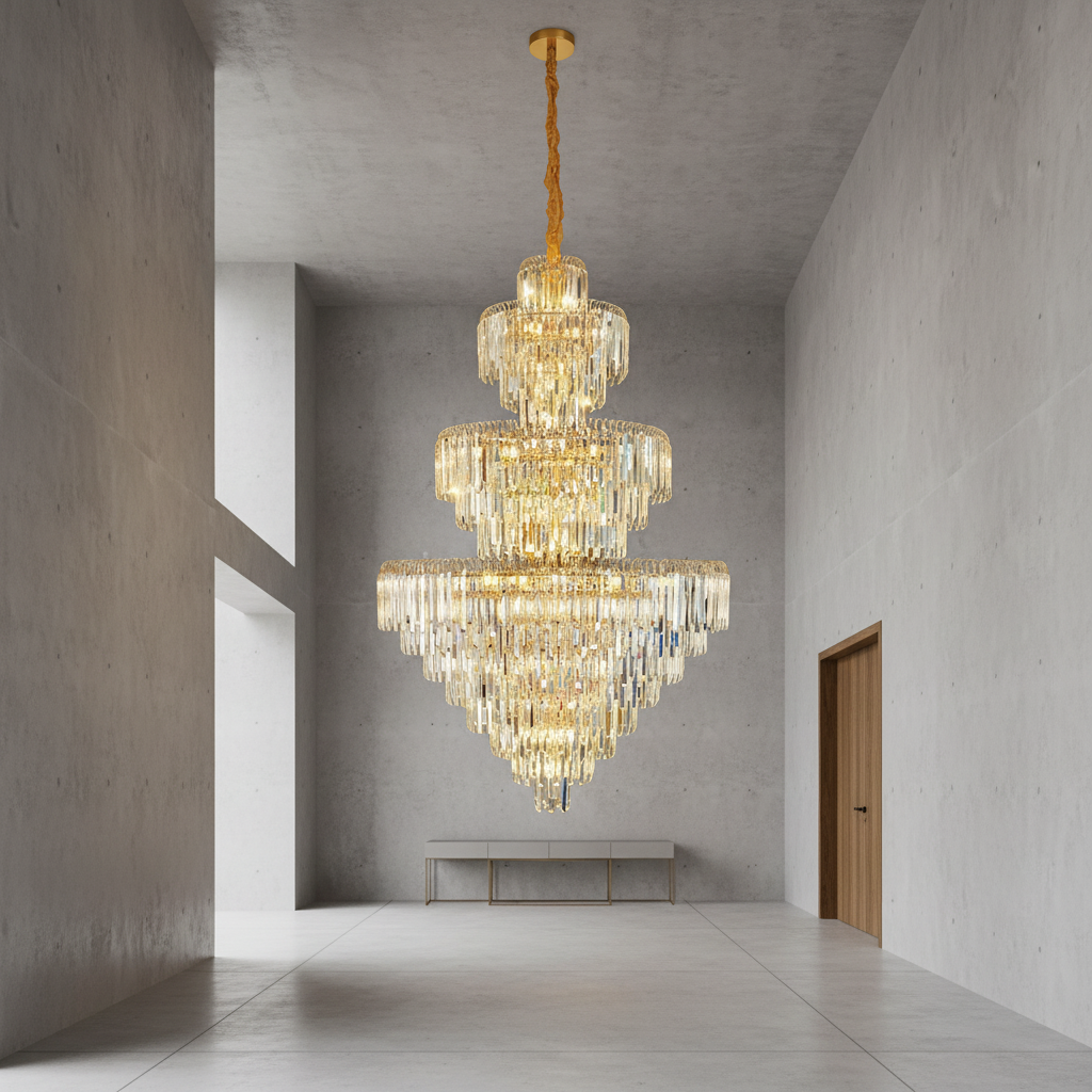 Riviko Grand Radiance Round K9 Crystal Chandelier - Background Shot