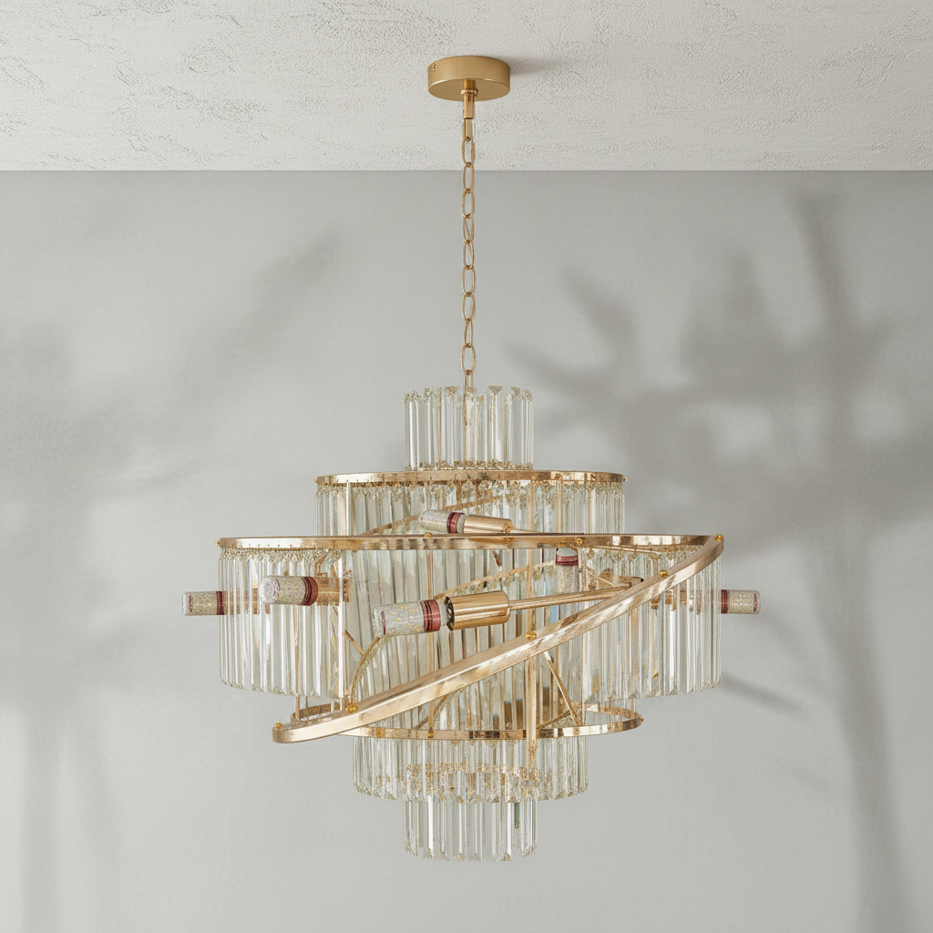 Riviko Grand Radiance Round K9 Crystal Chandelier - Background Shot