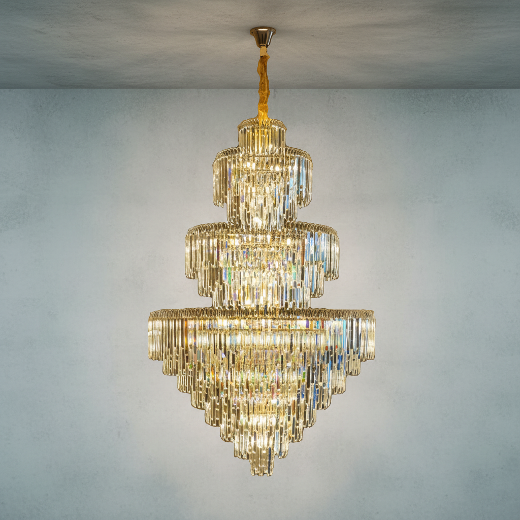 Riviko Grand Radiance Round K9 Crystal Chandelier - Background Shot