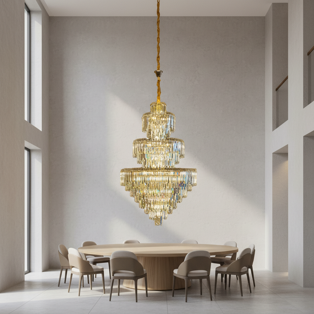 Riviko Grand Radiance Round K9 Crystal Chandelier - Background Shot