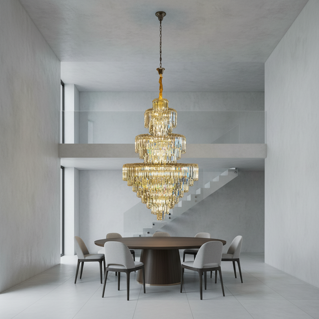 Riviko Grand Radiance Round K9 Crystal Chandelier - Background Shot