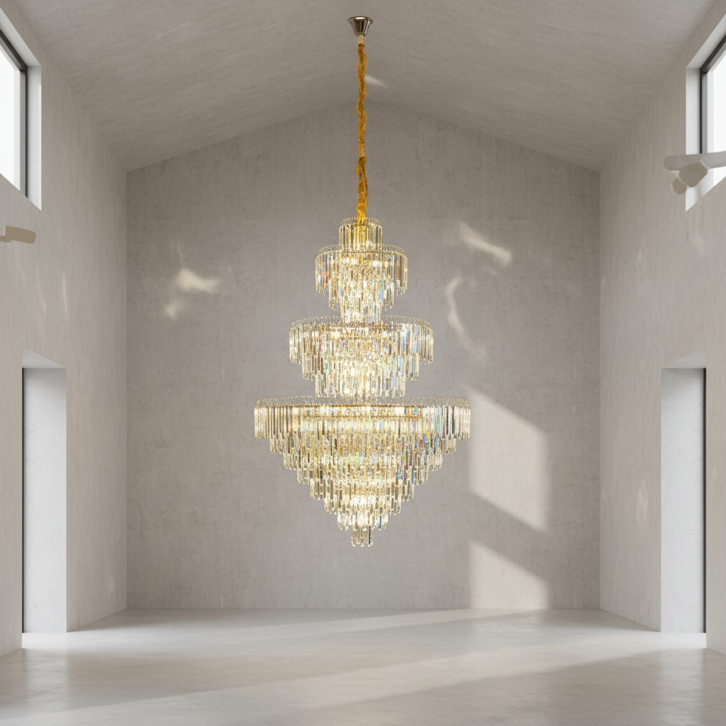 Riviko Grand Radiance Round K9 Crystal Chandelier - Background Shot