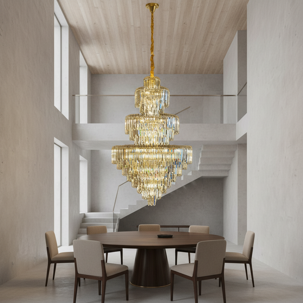 Riviko Grand Radiance Round K9 Crystal Chandelier - Background Shot