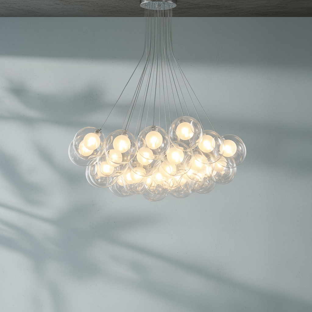 Riviko Aura Orb Modern Glass Chandelier - Background Shot
