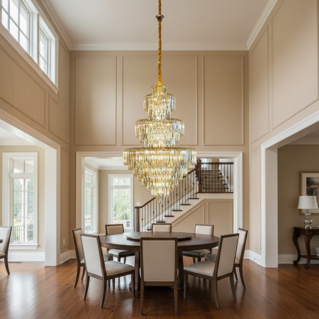 Riviko Grand Radiance Round K9 Crystal Chandelier - Background Shot