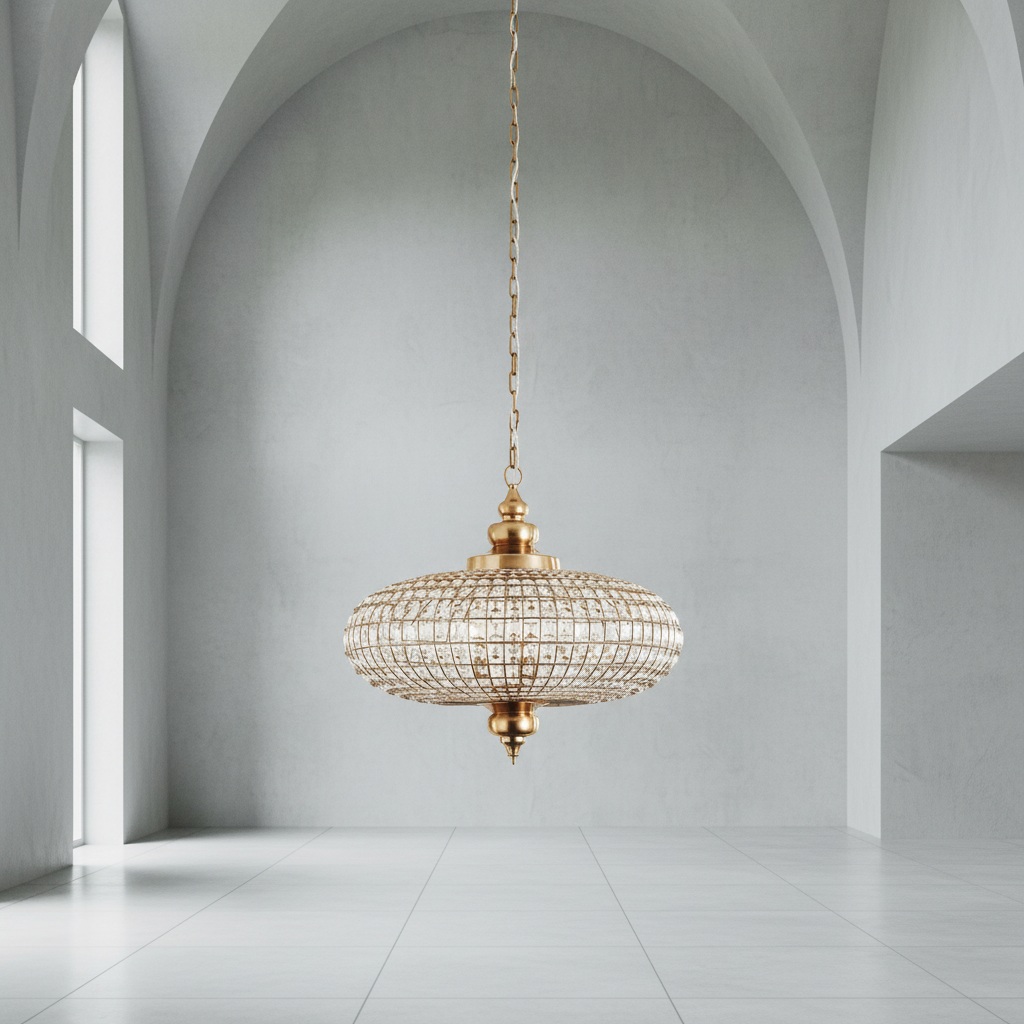 Riviko Regal Ellipsoid Crystal Chandelier - Background Shot