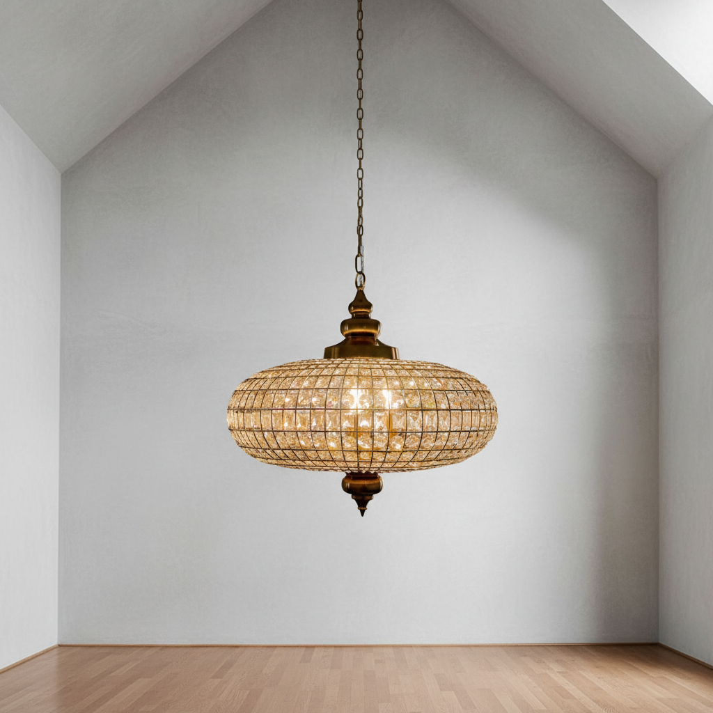 Riviko Regal Ellipsoid Crystal Chandelier - Background Shot