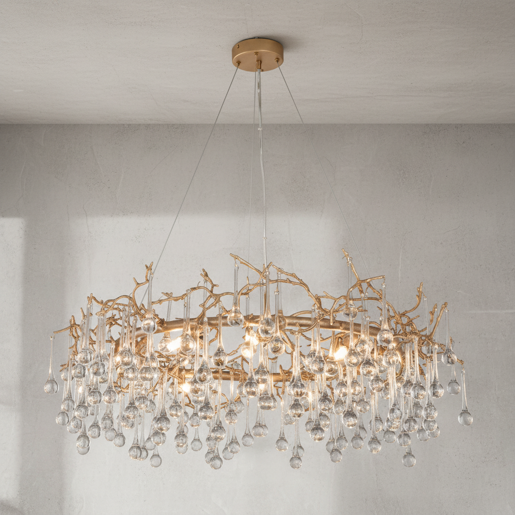 Riviko Veridian Bloom Round Chandelier - Background Shot