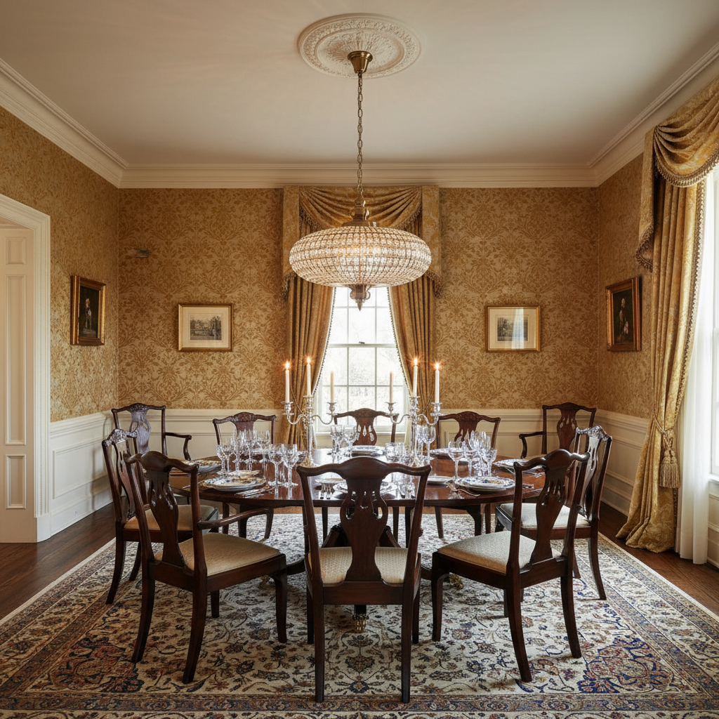 Riviko Regal Ellipsoid Crystal Chandelier - formal American dining room