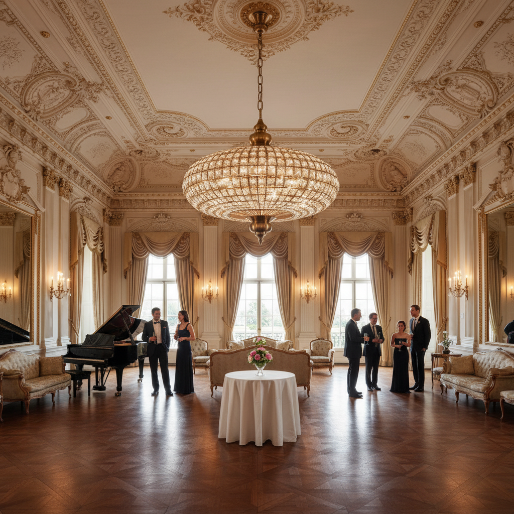 Riviko Regal Ellipsoid Crystal Chandelier - American ballroom or formal entertaining space