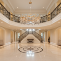 Riviko Modern Round Small Water Drop Branch Chandelier - grand American foyer with two-story ceiling