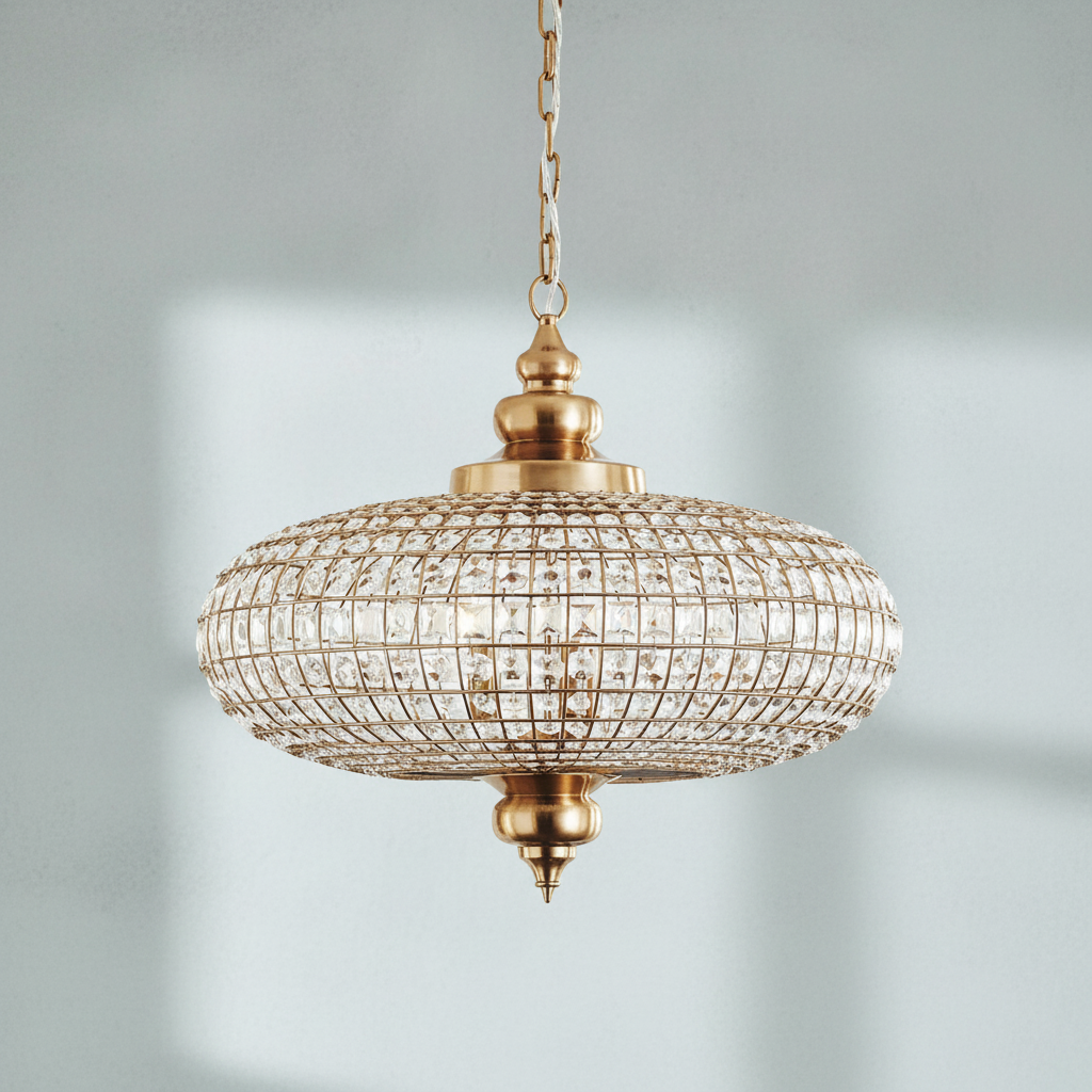 Riviko French Empire Vintage Bead Ellipsoid Crystal Chandelier for Living Room/Bedroom - Studio Shot