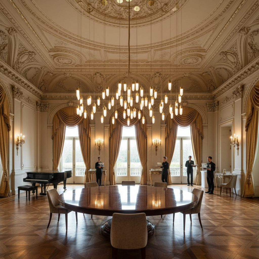 Riviko Quartz Radiance 20-Light Rectangle Chandelier - American ballroom or formal entertaining space