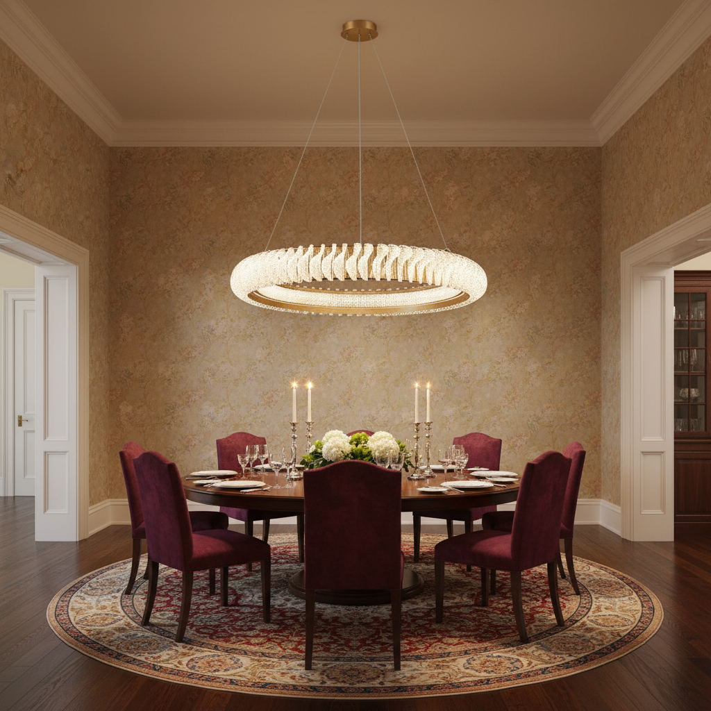Riviko Grand Luminous Ring Chandelier - formal American dining room