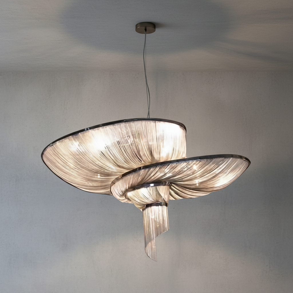 Riviko Radiant Cascade Aluminum Tassel Chandelier - Background Shot
