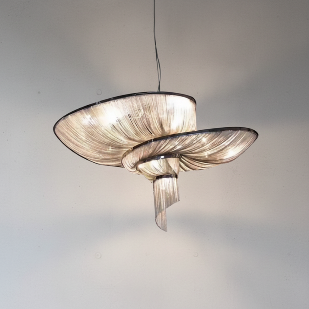 Riviko Radiant Cascade Aluminum Tassel Chandelier - Background Shot